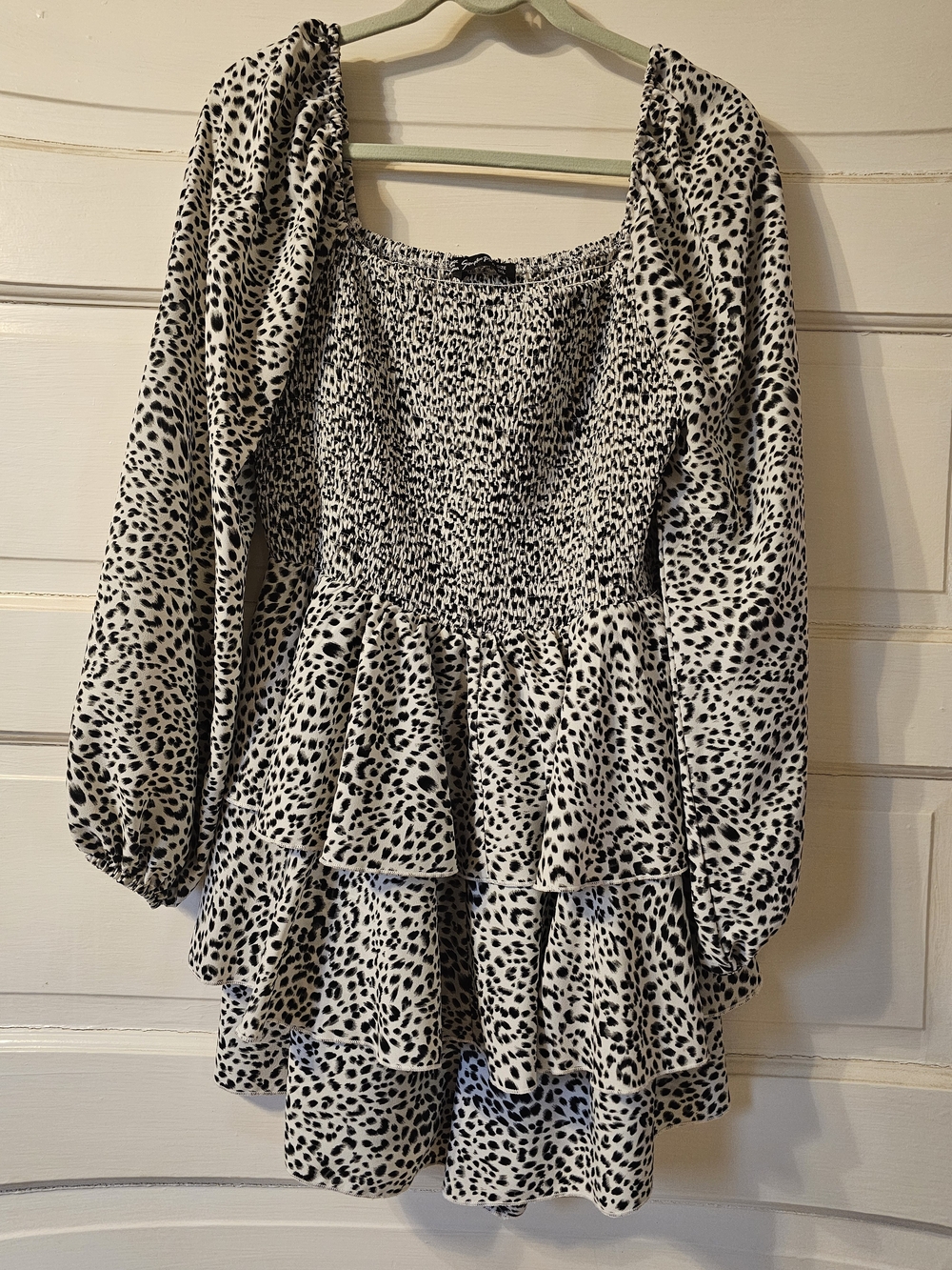 Simplee Plus Leopard Print Tiered Ruffle Dress Romper Size 1XL